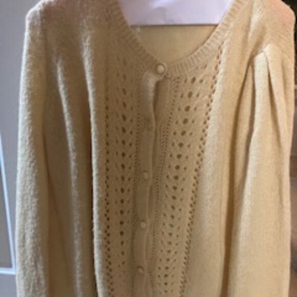 Sézane Egide Mohair Blend Jumper Cardigan – Pastel Yellow Size L - Picture 5 of 5